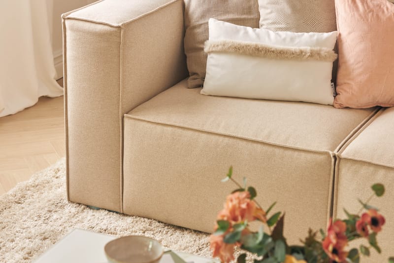 Cubo 3-istuttava Syvä Modulaarisohva + Rahi Kankaalla - Beige - Huonekalut - Sohva - Moduulisohva - Moduulisohvakokonaisuus
