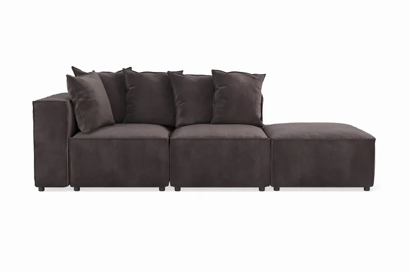 Cubo 3-istuttava Syvä Modulaarisohva + Rahi Sametilla, Tummanharmaa