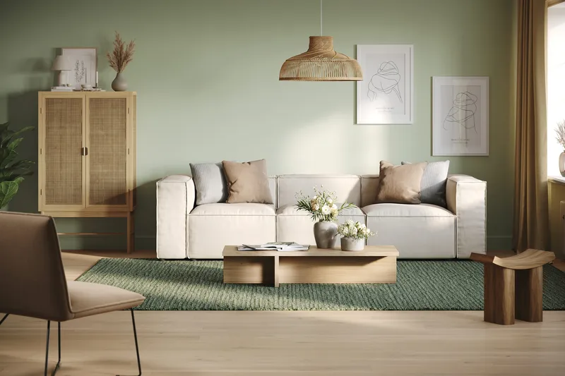 Cubo 4-istuttava Syvä Modulaarisohva Kankaalla - Valkoinen - Huonekalut - Sohva - 3:n istuttava sohva