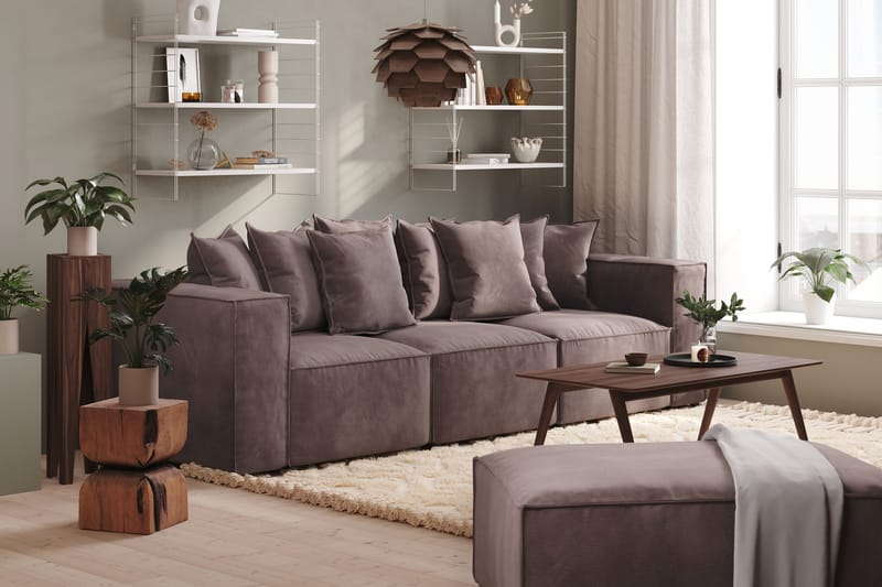 Cubo 4-istuttava Syvä Modulaarisohva Sametilla - Tummanharmaa - Huonekalut - Sohva - 3:n istuttava sohva