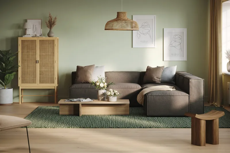 Cubo 5-istuttava L-muotoinen Syvä Modulaarikulmasohva Kankaalla - Harmaa - Huonekalut - Sohva - Kulmasohva