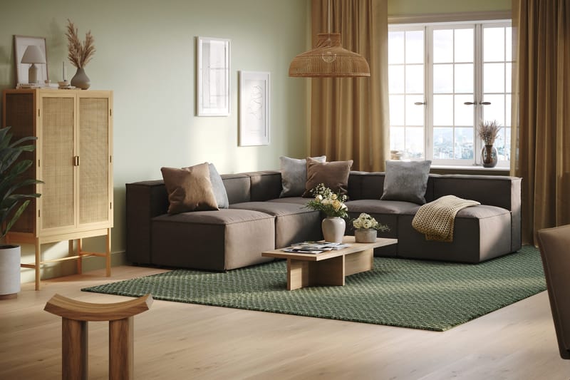 Cubo 5-istuttava L-muotoinen Syvä Modulaarikulmasohva Kankaalla - Harmaa - Huonekalut - Sohva - Kulmasohva