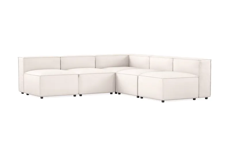 Cubo 5-istuttava L-muotoinen Syvä Modulaarikulmasohva Kankaalla, Valkoinen