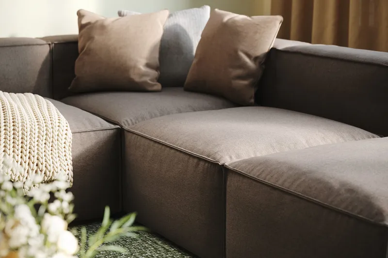 Cubo 5-istuttava U-muotoinen Syvä Modulaarisohva Divaanilla ja Divaanituolilla Sametilla - Harmaa - Huonekalut - Sohva - U-Sohva