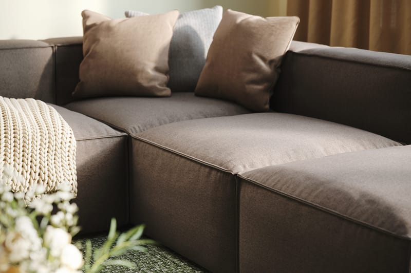 Cubo 5-istuttava U-muotoinen Syvä Modulaarisohva Divaanilla ja Divaanituolilla Sametilla - Harmaa - Huonekalut - Sohva - U-Sohva