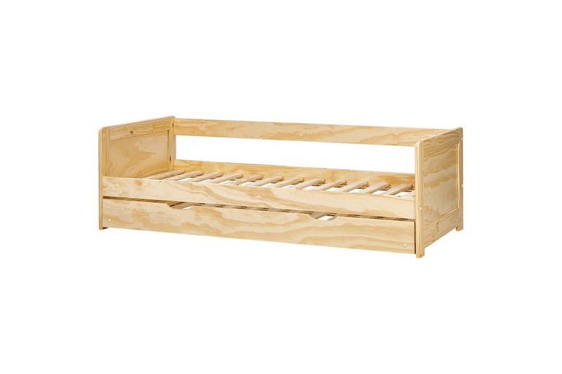 Dagbädd Beliani Gravelines med lamellram Ljus Trä Light wood - Huonekalut - Sänky - Vierassänky & varavuode - Ulosvedettävä sänky