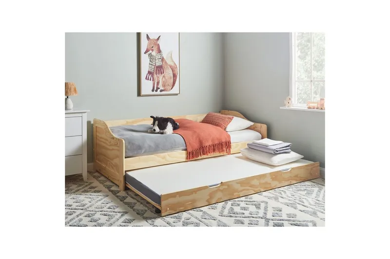 Dagbädd Beliani Luneray med lamellram Ljus Trä Light wood - Huonekalut - Sänky - Vierassänky & varavuode - Ulosvedettävä sänky