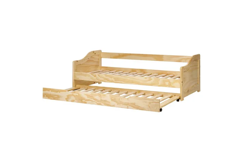 Dagbädd Beliani Luneray med lamellram Ljus Trä Light wood - Huonekalut - Sänky - Vierassänky & varavuode - Ulosvedettävä sänky