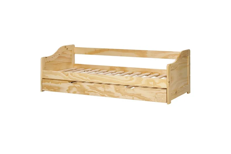 Dagbädd Beliani Luneray med lamellram Ljus Trä Light wood - Huonekalut - Sänky - Vierassänky & varavuode - Ulosvedettävä sänky