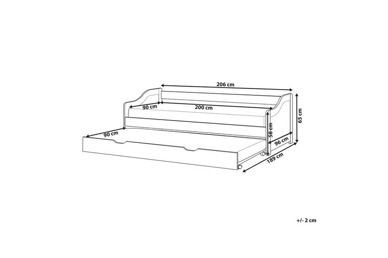 Dagbädd Beliani Luneray med lamellram Ljus Trä Light wood - Huonekalut - Sänky - Vierassänky & varavuode - Ulosvedettävä sänky