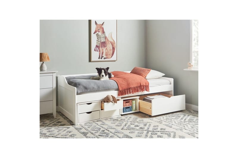 Dagbädd Beliani Royville med förvaring Ljus Trä White - Huonekalut - Sohva - Sohvasängyt