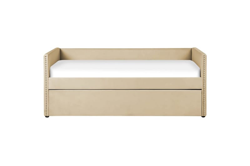 Dagbädd Beliani Troyes med lamellram Beige Beige - Huonekalut - Sänky - Vierassänky & varavuode - Ulosvedettävä sänky