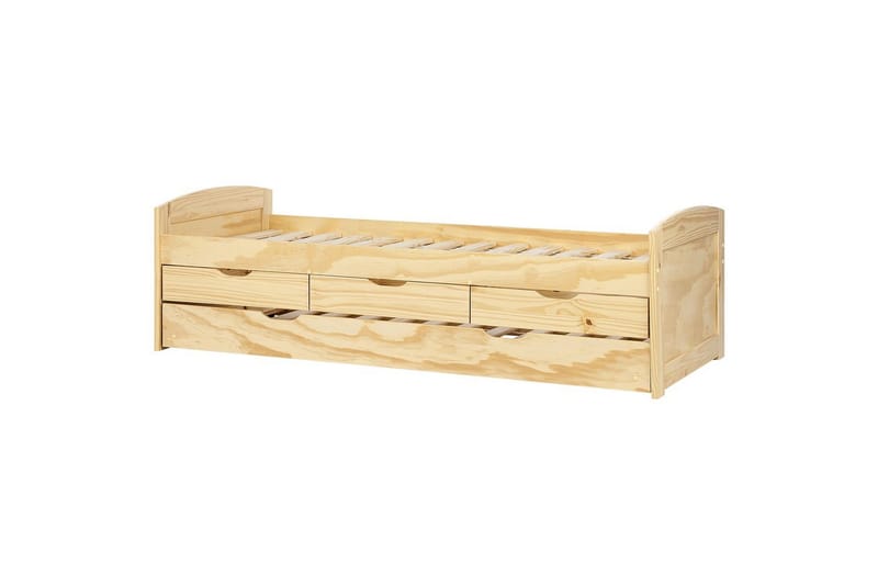Dagbädd Beliani Petiville med lamellram Ljus Trä Light wood - Huonekalut - Sänky - Vierassänky & varavuode - Ulosvedettävä sänky