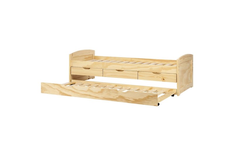 Dagbädd Beliani Petiville med lamellram Ljus Trä Light wood - Huonekalut - Sänky - Vierassänky & varavuode - Ulosvedettävä sänky