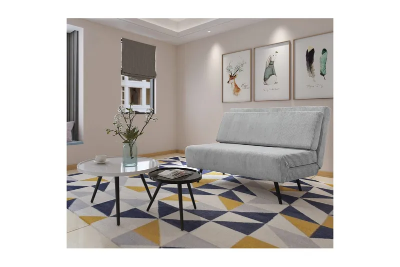 Daybed Mallory Harmaa, Vakosametti/metalli/puu - Harmaa, Vakosametti/metalli/puu - Huonekalut - Sohva - Vuodesohva