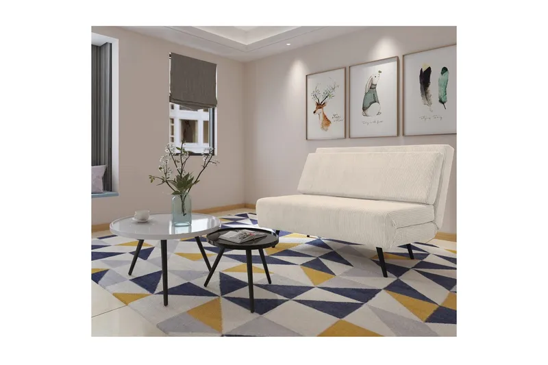 Daybed Mallory Kermanvärinen, Vakosametti/metalli/puu - Kermanvärinen, Vakosametti/metalli/puu - Huonekalut - Sohva - Vuodesohva