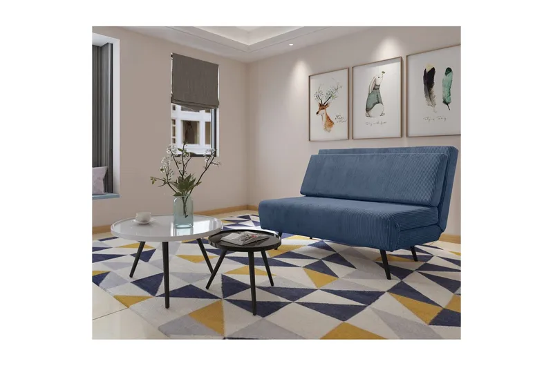 Daybed Mallory Sininen, Vakosametti/metalli/puu - Sininen, Vakosametti/metalli/puu - Huonekalut - Sohva - Vuodesohva