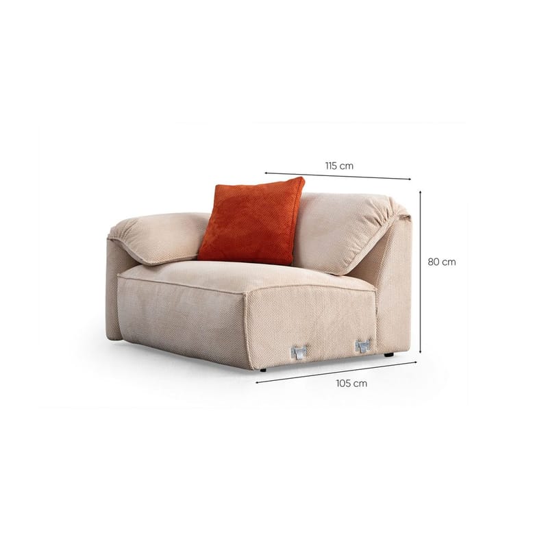 Derebasi 4-istuttava Kulmasohva - Kermanvalkoinen - Huonekalut - Sohva - Kulmasohva