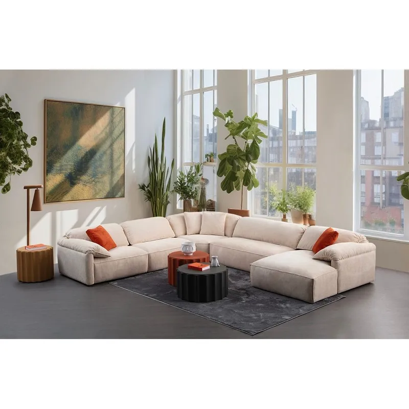 Derebasi 6-istuttava Kulmasohva Två Hörn - Kermanvalkoinen - Huonekalut - Sohva - Kulmasohva