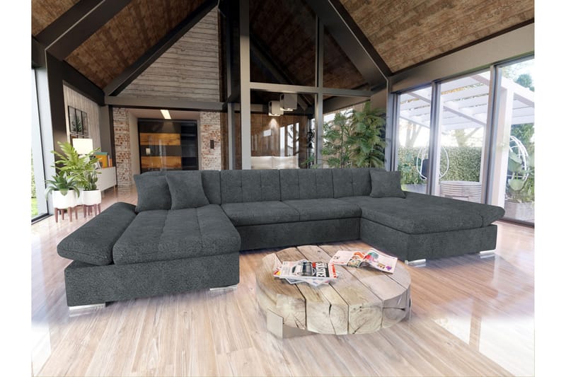 Dewitt Vuodesohva Tuplachaiselong 4-istuttava Bouclé - Harmaa - Huonekalut - Sohva - Vuodesohva