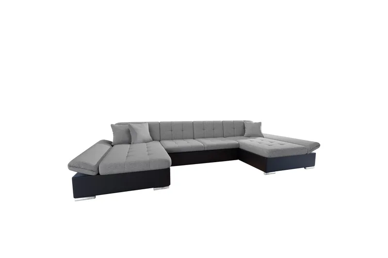 Dewitt Vuodesohva Tuplachaiselong 4-istuttava Keinonahka - Musta / Harmaa - Huonekalut - Sohva - Vuodesohva