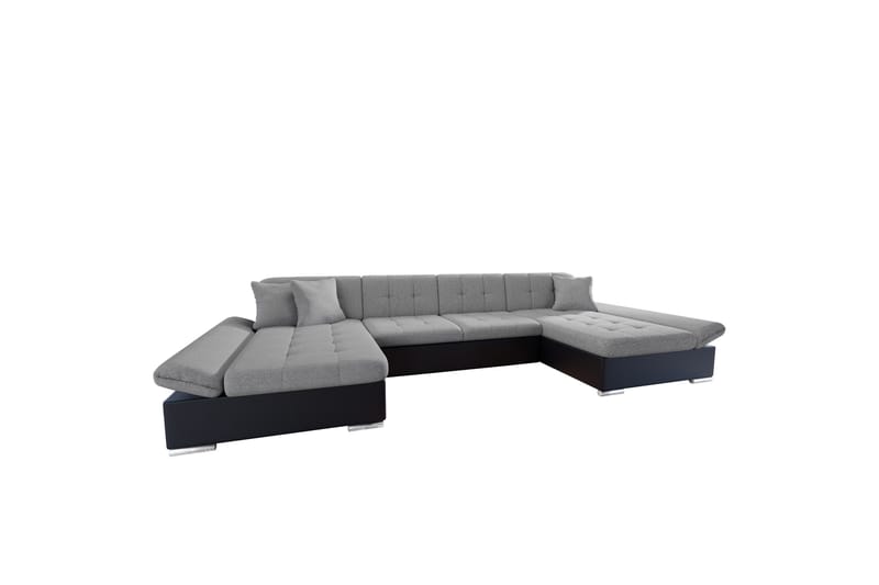 Dewitt Vuodesohva Tuplachaiselong 4-istuttava Keinonahka - Musta / Harmaa - Huonekalut - Sohva - Vuodesohva