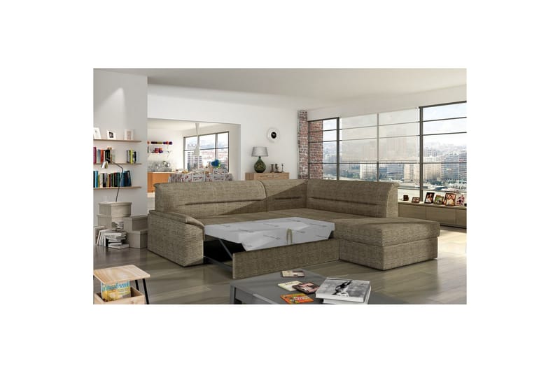 Divaani Eltap Elano 255x212x90 cm - Berlin 03, Beige, Oikea - Huonekalut - Sohva - Vuodesohva