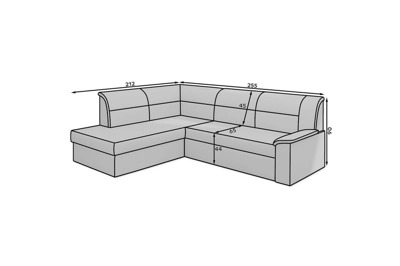 Divaani Eltap Elano 255x212x90 cm - Soft 29, Oikea - Huonekalut - Sohva - Vuodesohva