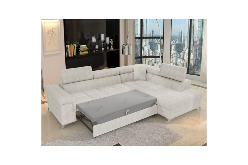 Divaani Eltap Eridano 275x202x88 cm - Amore 01, Valkoinen, Oikea - Huonekalut - Sohva - Vuodesohva