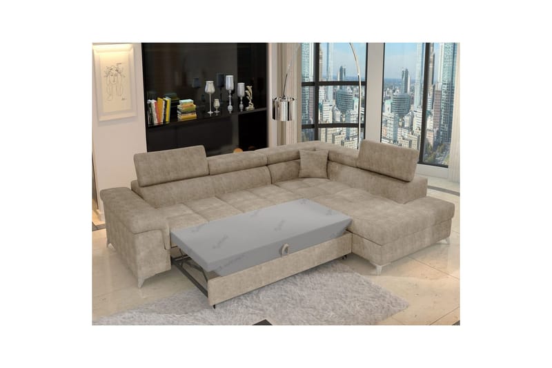 Divaani Eltap Eridano 275x202x88 cm - Amore 18, Beige, Oikea - Huonekalut - Sohva - Vuodesohva