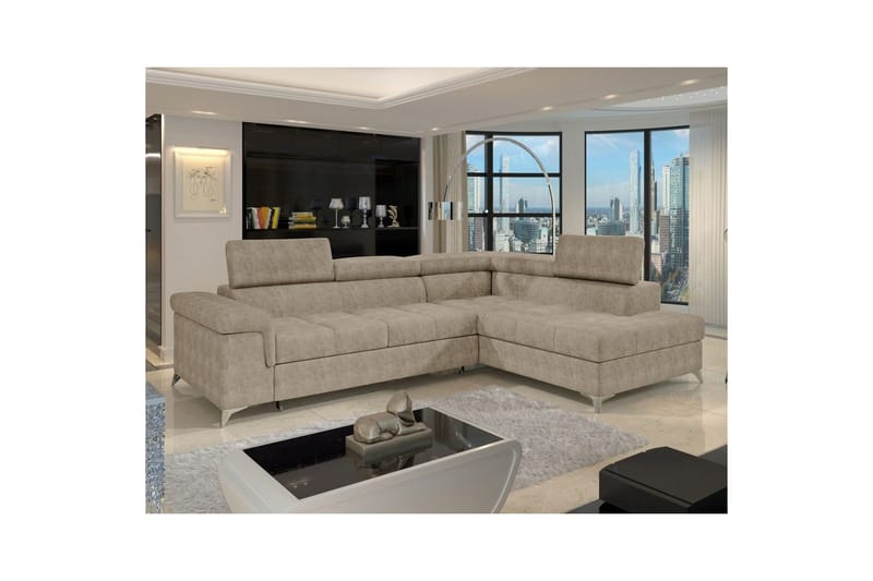 Divaani Eltap Eridano 275x202x88 cm - Amore 18, Beige, Oikea - Huonekalut - Sohva - Vuodesohva