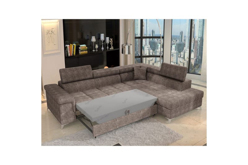 Divaani Eltap Eridano 275x202x88 cm - Amore 20, Tummanbeige, Oikea - Huonekalut - Sohva - Vuodesohva
