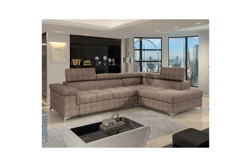 Divaani Eltap Eridano 275x202x88 cm - Amore 20, Tummanbeige, Oikea - Huonekalut - Sohva - Vuodesohva