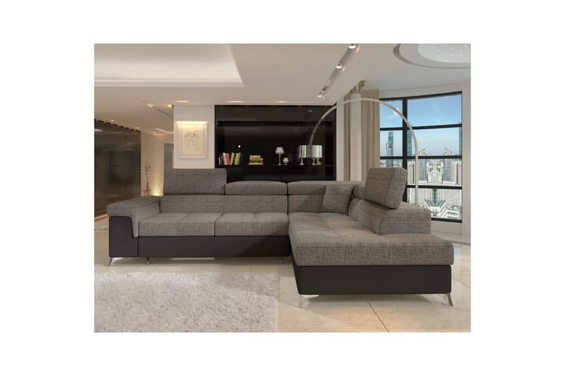 Divaani Eltap Eridano 275x202x88 cm - Berlin 01, Pehmeä 11, Harmaa, Musta, Oikea - Huonekalut - Sohva - Vuodesohva