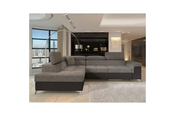 Divaani Eltap Eridano 275x202x88 cm - Berlin 01, Pehmeä 11, Harmaa, Musta, Vasen - Huonekalut - Sohva - Vuodesohva