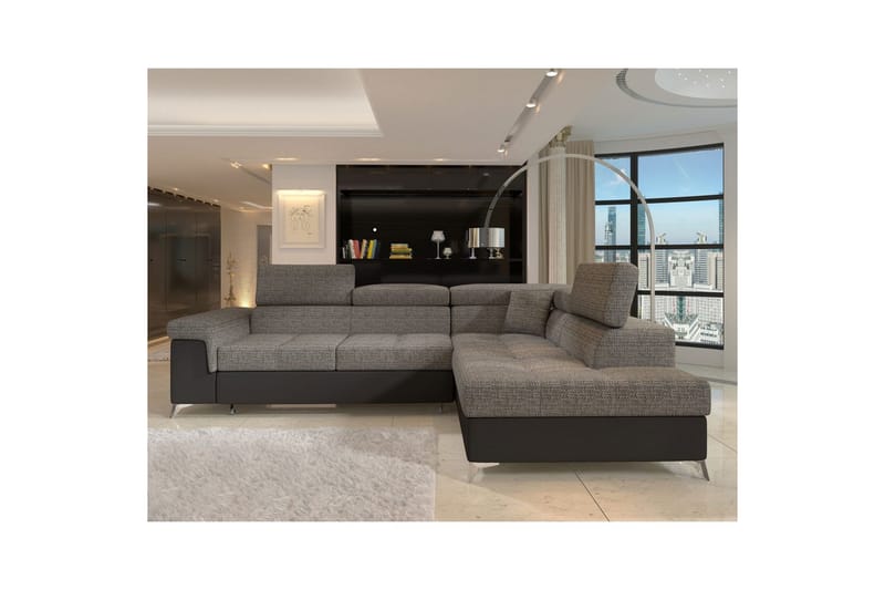 Divaani Eltap Eridano 275x202x88 cm - Berlin 01, Pehmeä 11, Harmaa, Musta, Oikea - Huonekalut - Sohva - Vuodesohva