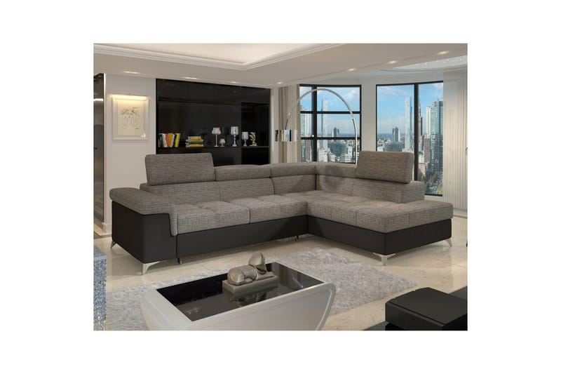 Divaani Eltap Eridano 275x202x88 cm - Berlin 01, Pehmeä 11, Harmaa, Musta, Oikea - Huonekalut - Sohva - Vuodesohva