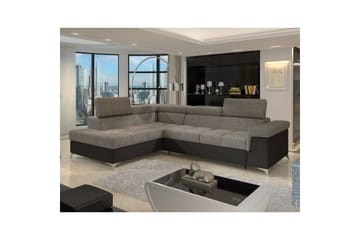 Divaani Eltap Eridano 275x202x88 cm - Berlin 01, Pehmeä 11, Harmaa, Musta, Vasen - Huonekalut - Sohva - Vuodesohva