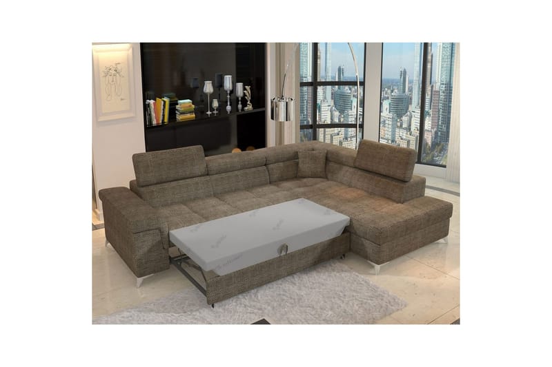 Divaani Eltap Eridano 275x202x88 cm - Berlin 03, Beige, Oikea - Huonekalut - Sohva - Vuodesohva