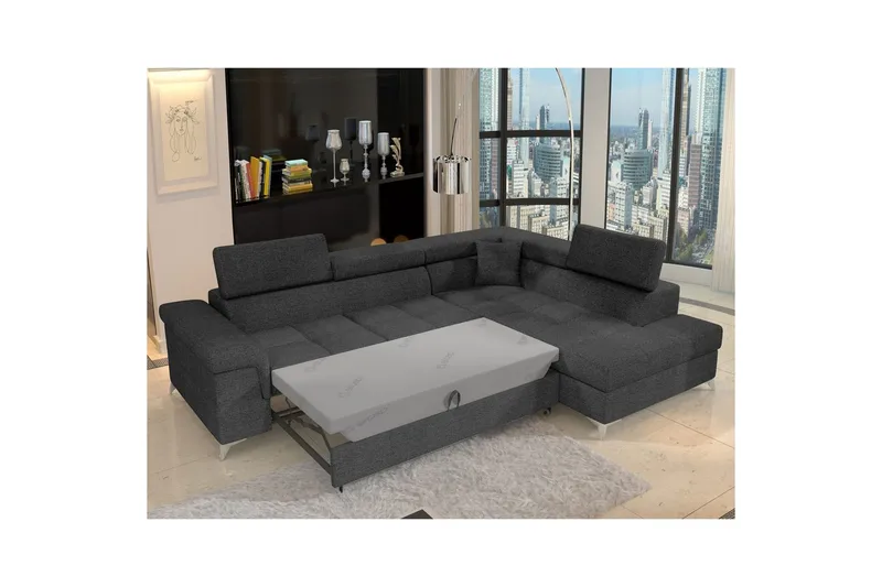 Divaani Eltap Eridano 275x202x88 cm - Inari 96, tummanharmaa, Oikea - Huonekalut - Sohva - Vuodesohva