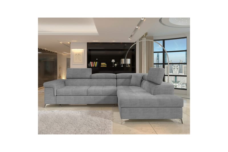 Divaani Eltap Eridano 275x202x88 cm - Manhattan 03, Vaaleanharmaa, Oikea - Huonekalut - Sohva - Vuodesohva