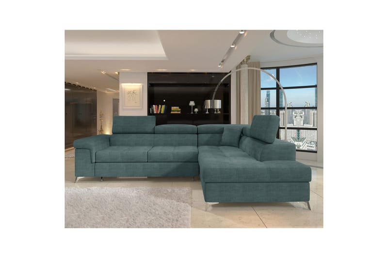 Divaani Eltap Eridano 275x202x88 cm - Manhattan 38, Vihreä, Oikea - Huonekalut - Sohva - Vuodesohva