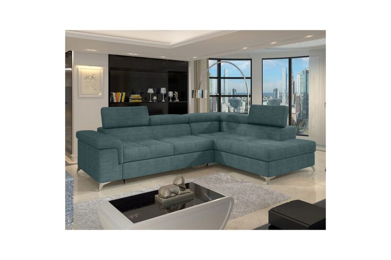 Divaani Eltap Eridano 275x202x88 cm - Manhattan 38, Vihreä, Oikea - Huonekalut - Sohva - Vuodesohva