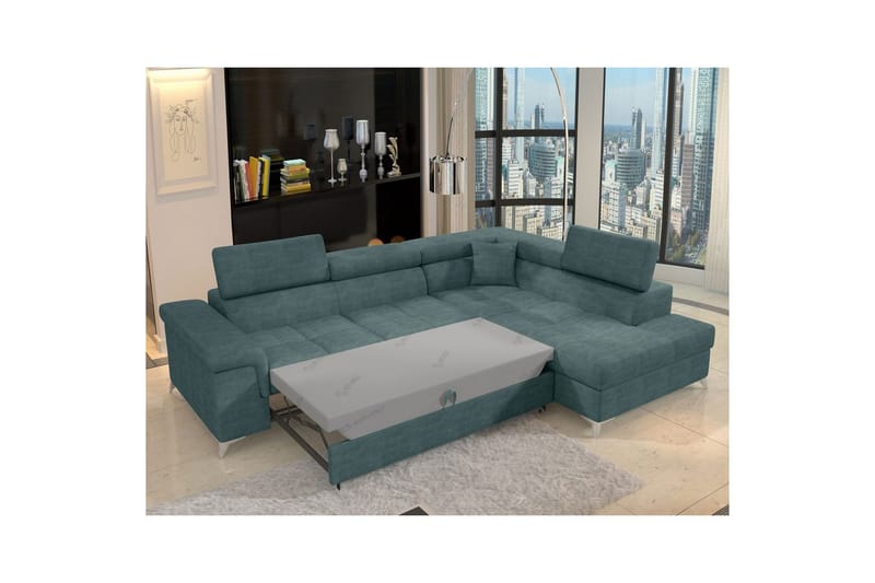 Divaani Eltap Eridano 275x202x88 cm - Manhattan 38, Vihreä, Oikea - Huonekalut - Sohva - Vuodesohva