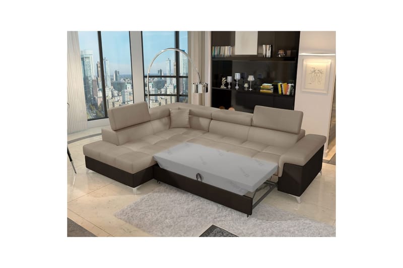 Divaani Eltap Eridano 275x202x88 cm - Monoliitti 09, Monoliitti 29, tumma beige, ruskea, Oikea - Huonekalut - Sohva - Vuodesohva