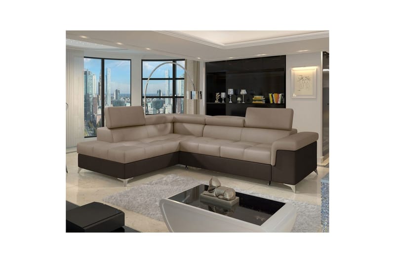 Divaani Eltap Eridano 275x202x88 cm - Monoliitti 09, Monoliitti 29, tumma beige, ruskea, Oikea - Huonekalut - Sohva - Vuodesohva