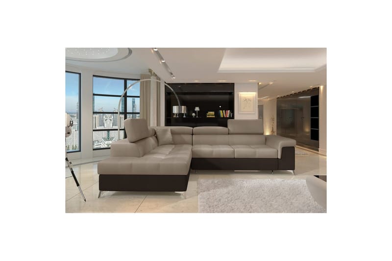 Divaani Eltap Eridano 275x202x88 cm - Monoliitti 09, Monoliitti 29, tumma beige, ruskea, Vasen - Huonekalut - Sohva - Vuodesohva