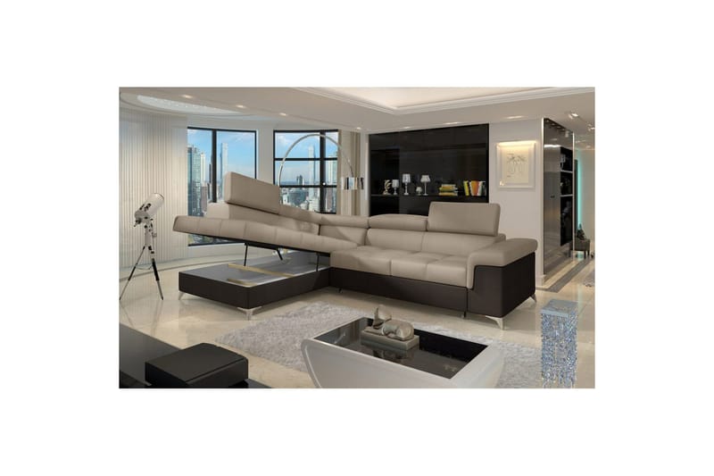 Divaani Eltap Eridano 275x202x88 cm - Monoliitti 09, Monoliitti 29, tumma beige, ruskea, Vasen - Huonekalut - Sohva - Vuodesohva