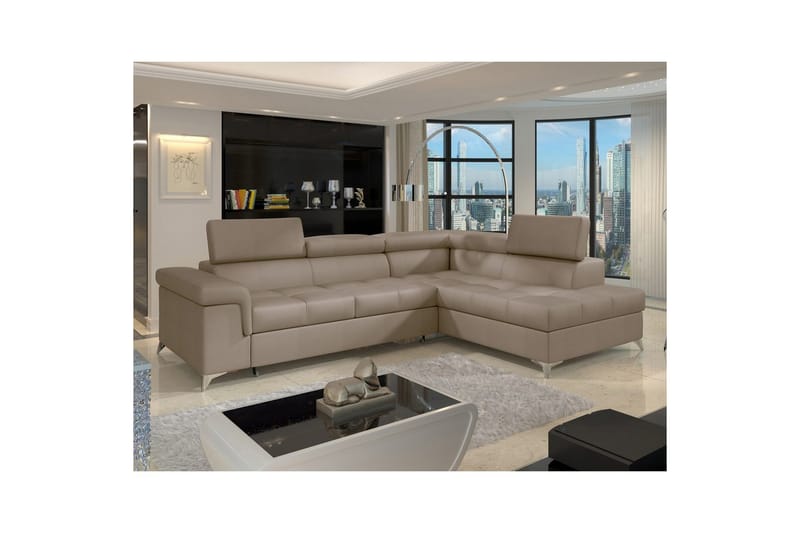 Divaani Eltap Eridano 275x202x88 cm - Monoliitti 09, tumma beige, Oikea - Huonekalut - Sohva - Vuodesohva