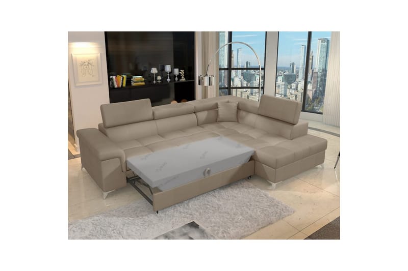 Divaani Eltap Eridano 275x202x88 cm - Monoliitti 09, tumma beige, Oikea - Huonekalut - Sohva - Vuodesohva